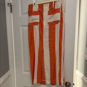 Anthropologie Orange and White Striped Skirt